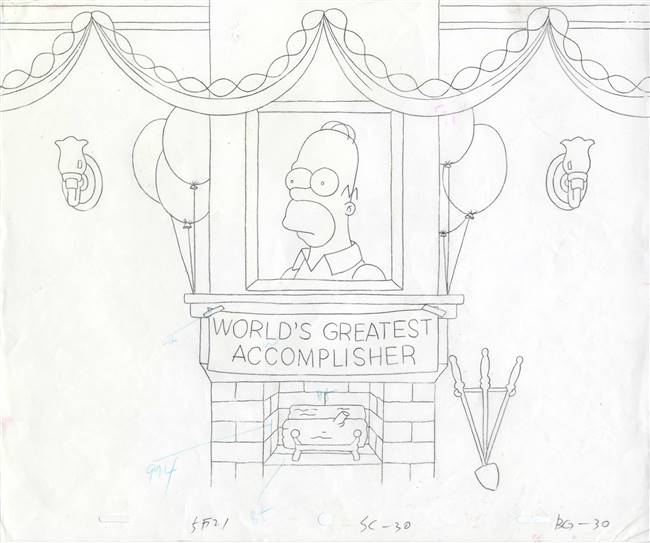 Original Production Drawing of Homer Simpsons from The Wizard of Evergreen Terrace (1998)