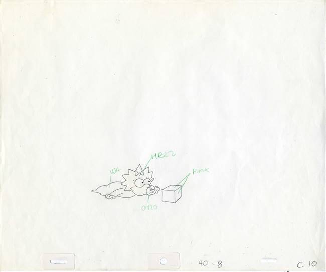 Original Production Drawing of Maggie Simpson from Tracey Ullman Show (1987-1989)