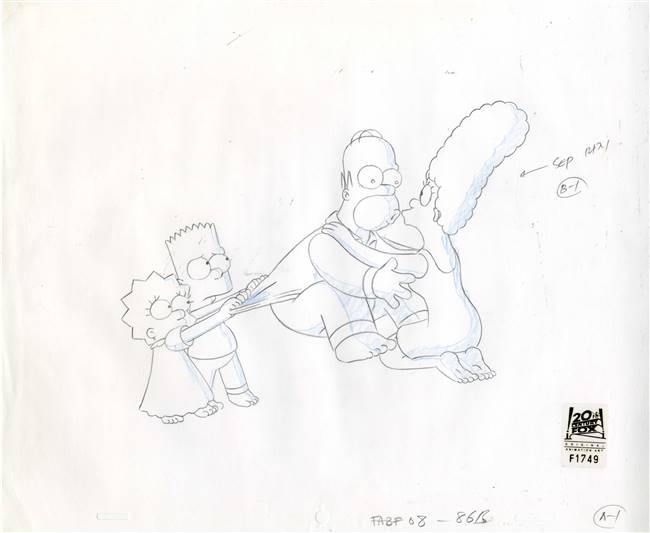 Original Production Drawing of The Simpsons from The Ziff Who Came to Dinner (2004)