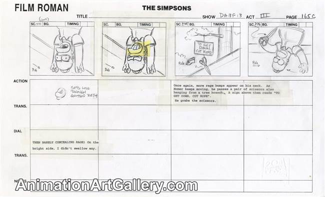 Storyboard of Homer Simpson from I Am Furious Yellow