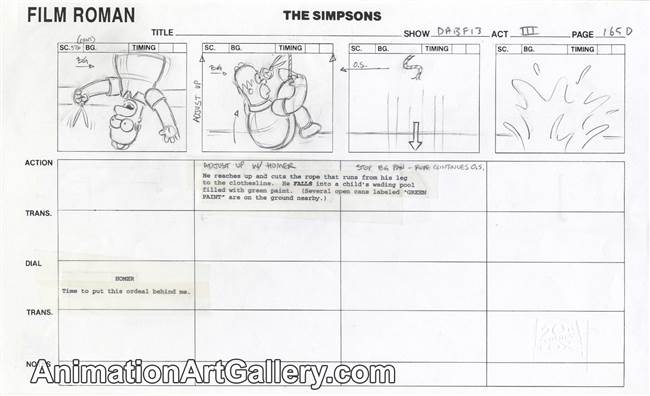 Storyboard of Homer Simpson from I Am Furious Yellow