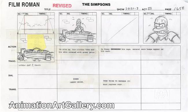 Storyboard of Homer Simpson from I Am Furious Yellow