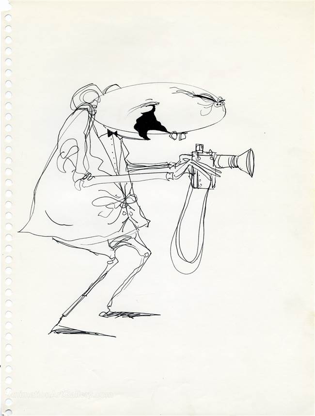 Character Drawing of a Man with a Camera from Tim Burton