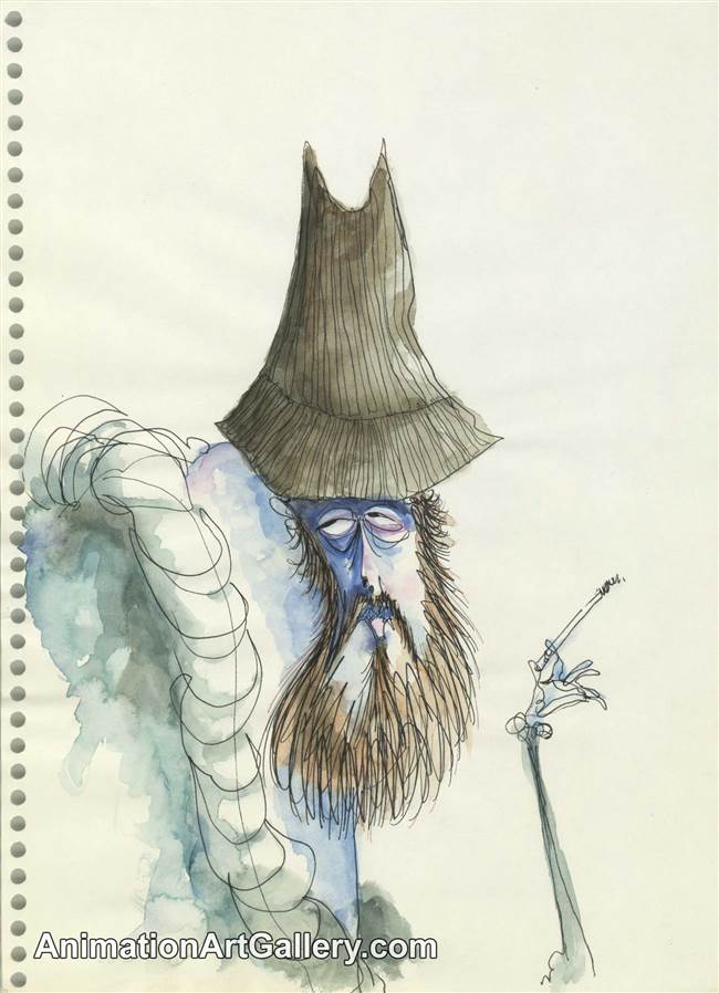 Character drawing of a Smoking Man from Tim Burton
