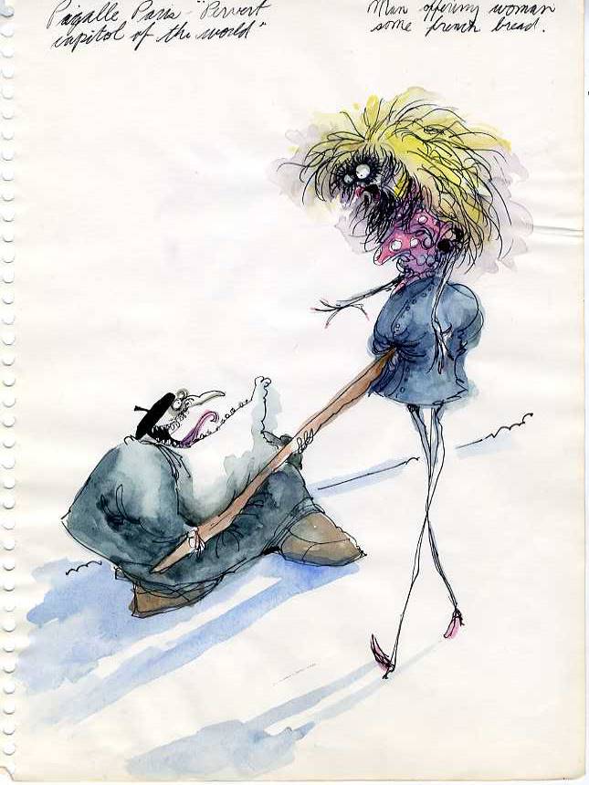 Original Character drawing of a lewd man and woman by Tim Burton