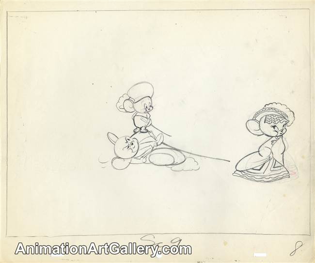 Layout Drawing of Jerry the mouse and Tuffy from MGM (c. 1950s)