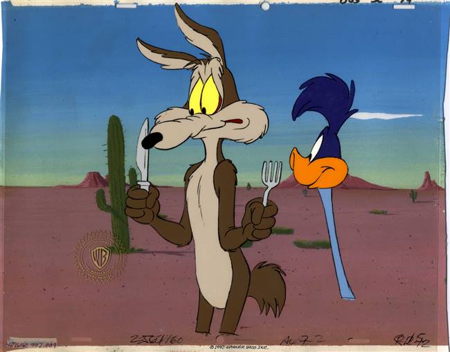 Original Production Cel of Wile E. Coyote and Road Runner from Warner Bros. (1990)