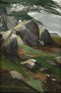 Original Fine Art Painting of Rocks and Cliff by James Coleman