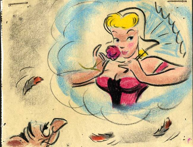 Original Storyboard of Ichabod and Katrina from the Adventures of Ichabod and Mr Toad (1949)