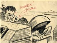 Original Storyboard Art of School Children from the Adventures of Ichabod and Mr Toad (1949)