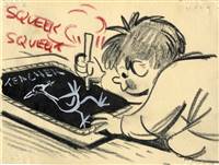 Original Storyboard Art of a boy from the Adventures of Ichabod and Mr Toad (1949)