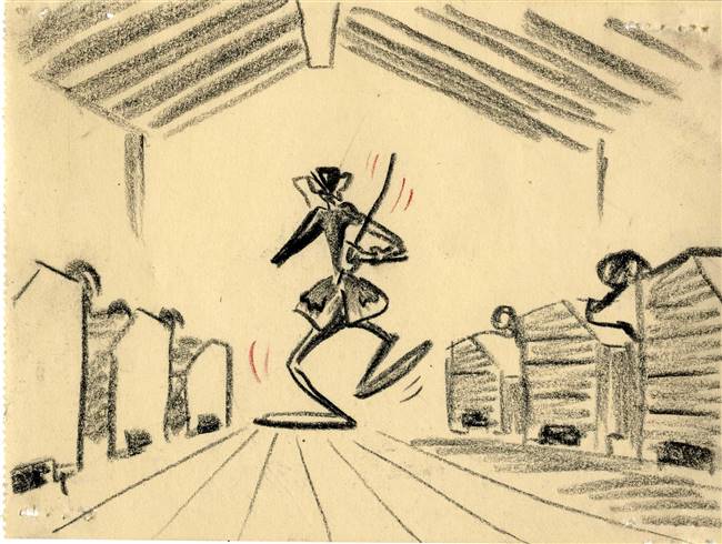 Original Storyboard Art of Ichabod from the Adventures of Ichabod and Mr Toad (1949)