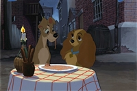 Original Production Cel of Lady and Tramp from the Bella Notte scene Lady and Tramp (1955)
