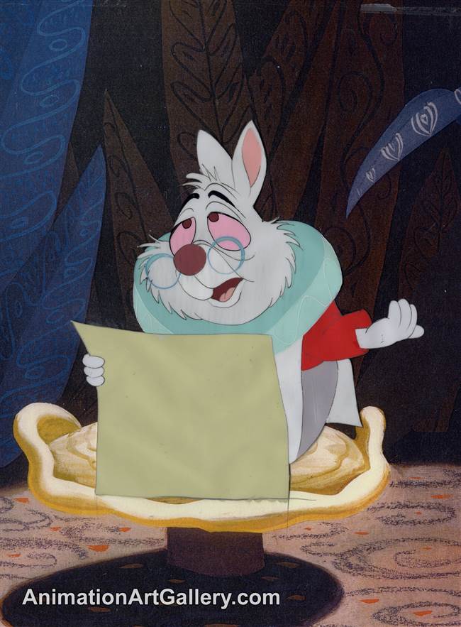 Production Cel of the White Rabbit from Alice in Wonderland