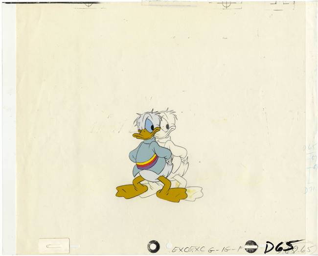 Original Production Cel and Matching Drawing of Donald Duck from Disney TV