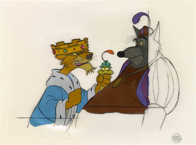 Original Production Cel of Prince John, Sir Hiss, and the Sherrif of Nottingham from Robin Hood (1973)