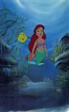 Original Production Cel of Ariel and Flounder from the Little Mermaid (1989)