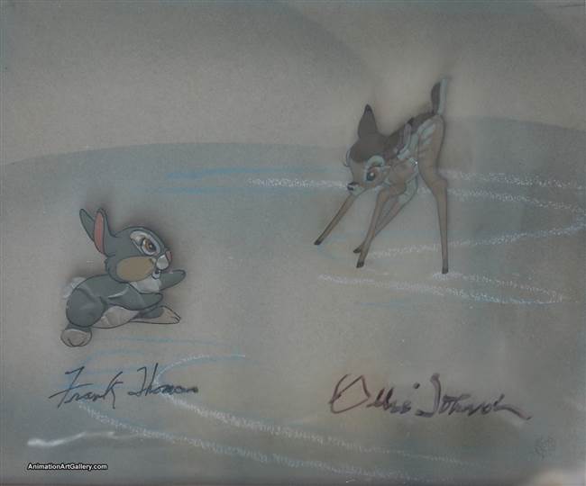 Production Cel of Bambi and Thumper from Bambi