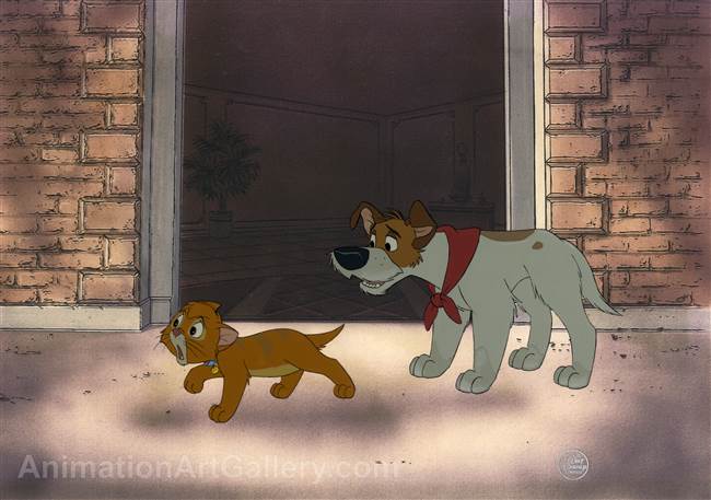 Original Production Cel of Oliver and Dodger from Oliver and Company
