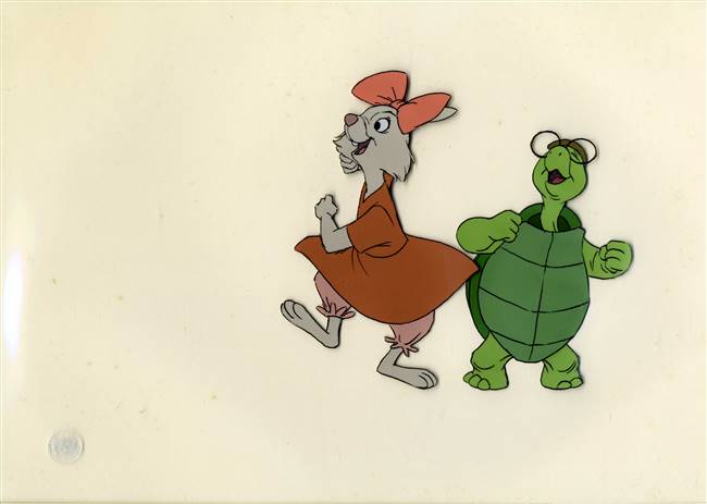 Original production cel of Sis and Toby Turtle from Robin Hood (1973)