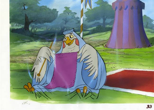 Original Production cel of Lady Cluck from Robin Hood (1973)