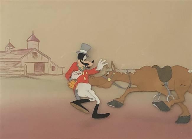 Original Production Cel and Matching Drawing of Goofy and Percy from How to Ride a Horse (1950)