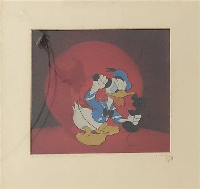 Original Publicity Cel and Dye Transfer of Donald Duck from Der Fuehrer's Face