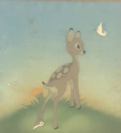 Original Courvoisier Cel of Deer and Birds from Snow White and the Seven Dwarfs (1937)