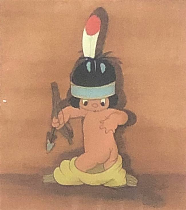 Original Courvoisier Cel of Hiawatha (pants falling down) from Little Hiawatha (1937)