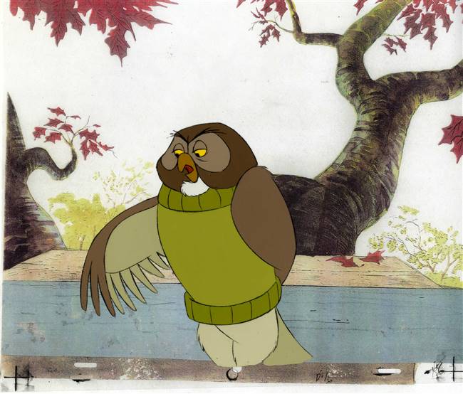 Production Cel of the Owl from Pooh from Seasons