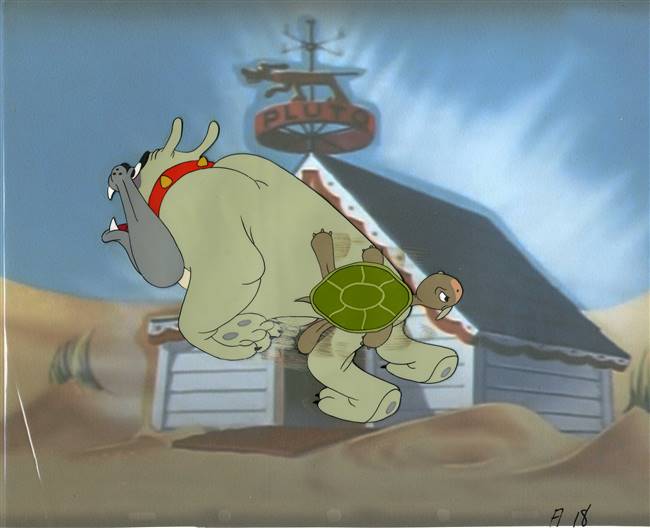Original Production Cel of Butch and a Turtle from Pluto's Housewarming (1947)