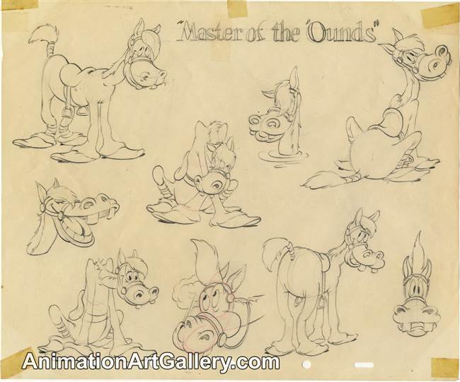 Original Pencil Model Sheet of a horse from The Fox Hunt (1938)