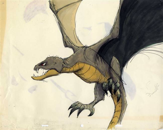 Original Production Model Drawing of a Gwythaint from Black Cauldron (1985)