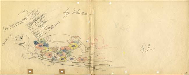 Original Production Drawing of a turtle from Water Babies (1935)