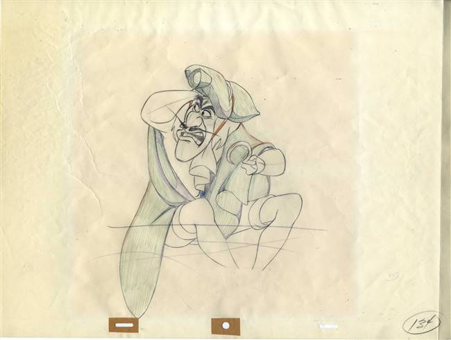 Original Production Drawing of Captain Hook from Peter Pan (1953)