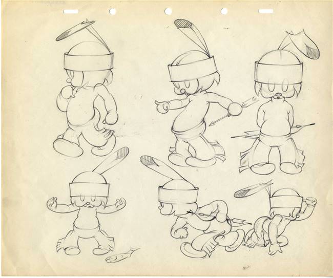 Original Model Sheet Drawing of Hiawatha from Little Hiawatha (1937)