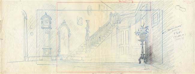 Original Production Layout Drawing of the house interior from Lady and the Tramp (1955)