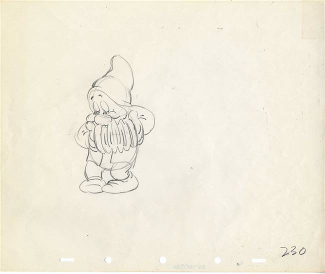 Original Production Drawing of Bashful from Snow White (1937)