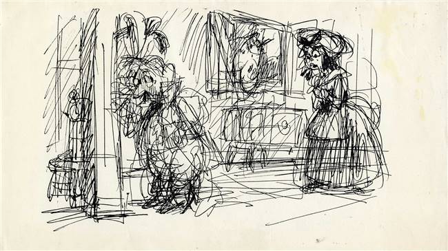 Original Production Storyboard Drawing from Beauty and the Beast (1991)