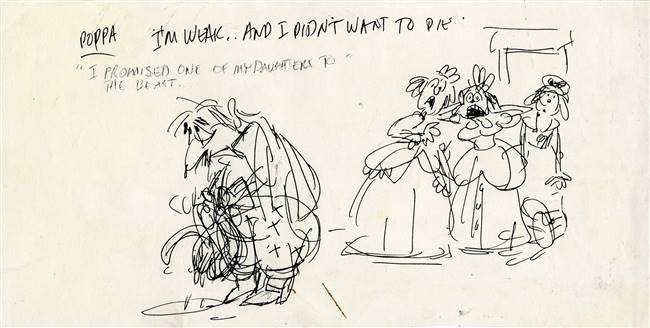 Original Production Storyboard Drawing from Beauty and the Beast (1991)