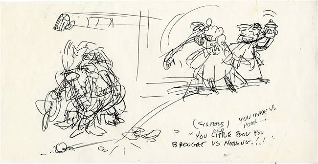 Original Production Storyboard Drawing from Beauty and the Beast (1991)