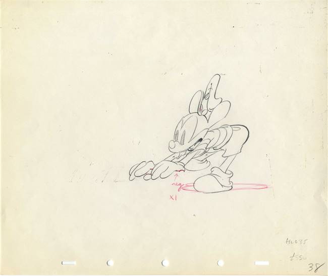 Original Production Drawing of Mickey Mouse from The Whalers (1938)