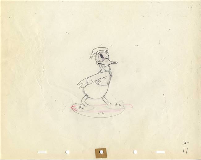 Original Production Drawing of Donald Duck from Orphan's Picnic (1936)