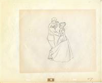 Original Production Drawing of Cinderella and the Prince Charming from Cinderella (1955)