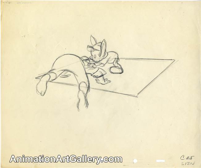Production Drawing of Pinocchio and Geppetto from Pinocchio