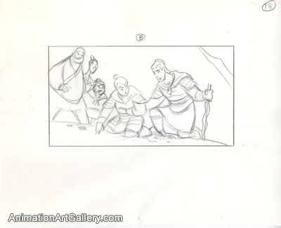 Storyboard of Mulan and Shang from Mulan