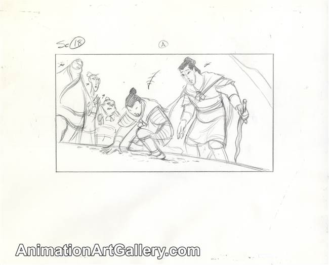 Storyboard of Mulan and Shang from Mulan