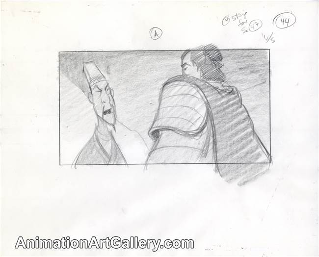 Storyboard of Shang and Chi Fu from Mulan
