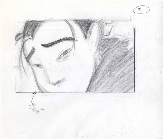 Original Storyboard of Shang from Mulan (1998)
