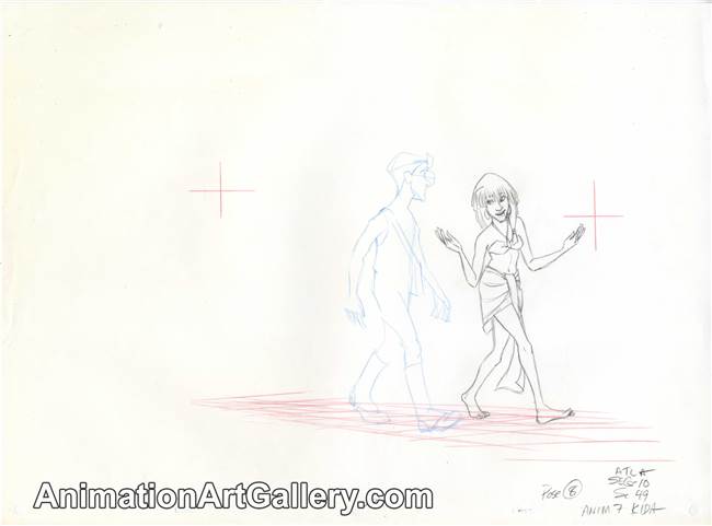 Production Drawing of Milo James Thatch and Kida from Atlantis: The Lost Empire